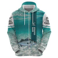 Striped Bass Fishing Hoodie with Underwater Ocean Scene and Teal Water Pattern - Wonder Print Shop