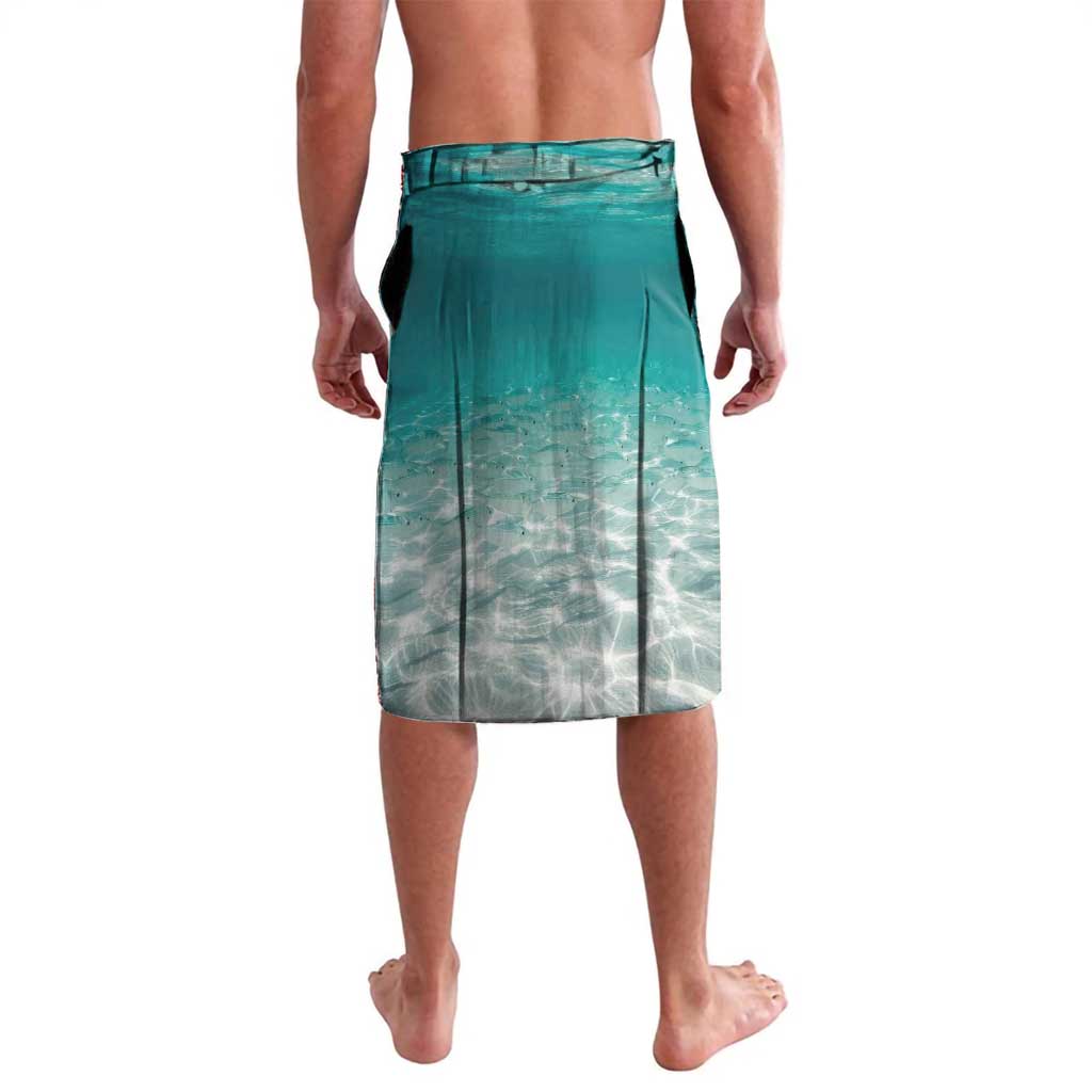 Striped Bass Fishing Lavalava with Underwater Ocean Scene and Teal Water Pattern - Wonder Print Shop