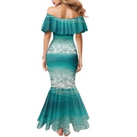 Striped Bass Fishing Mermaid Dress with Underwater Ocean Scene and Teal Water Pattern - Wonder Print Shop