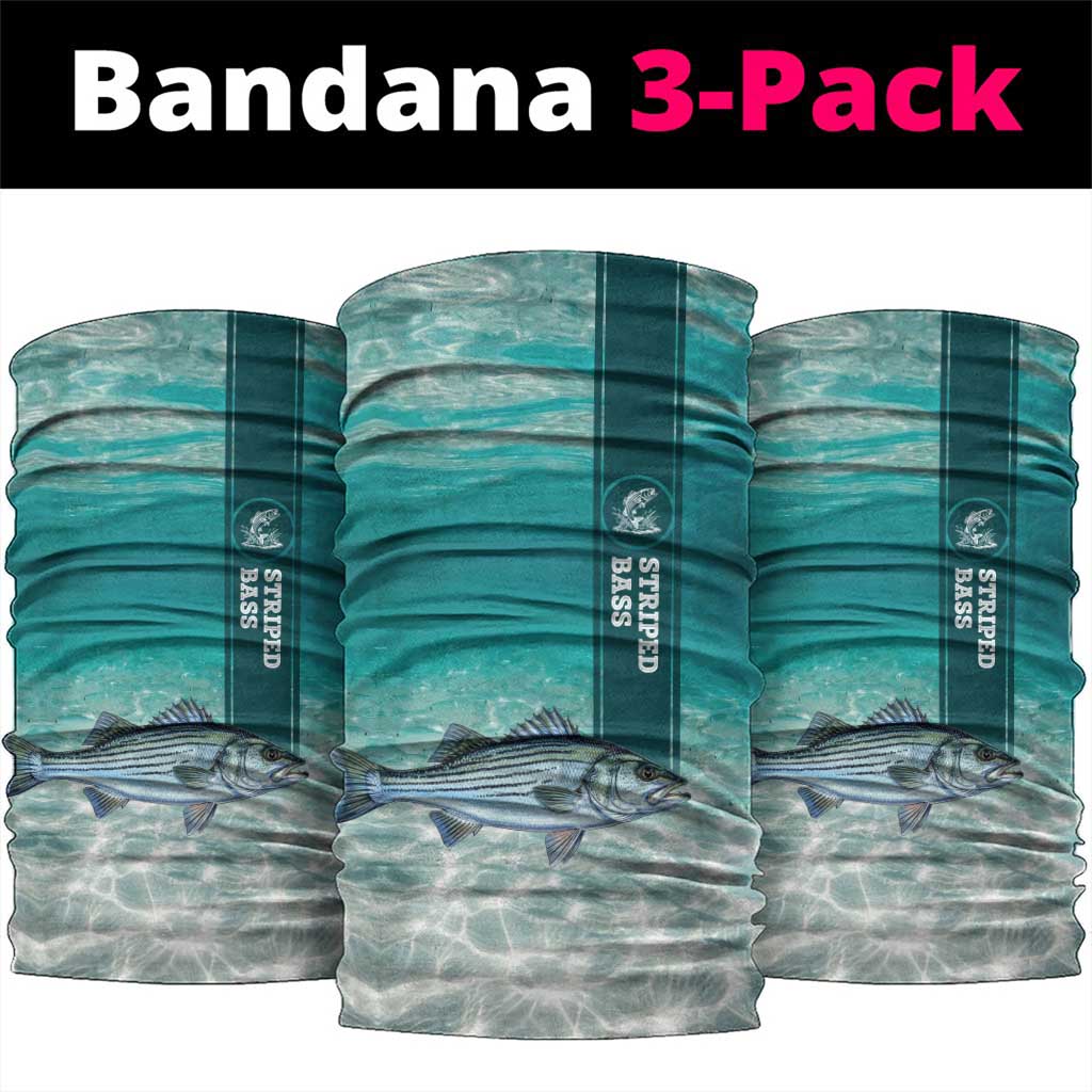 Striped Bass Fishing Neck Gaiter with Underwater Ocean Scene and Teal Water Pattern - Wonder Print Shop