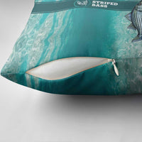 Striped Bass Fishing Pillow Cover with Underwater Ocean Scene and Teal Water Pattern - Wonder Print Shop