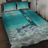 Striped Bass Fishing Quilt Bed Set with Underwater Ocean Scene and Teal Water Pattern - Wonder Print Shop