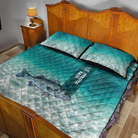 Striped Bass Fishing Quilt Bed Set with Underwater Ocean Scene and Teal Water Pattern - Wonder Print Shop