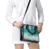 Striped Bass Fishing Shoulder Handbag with Underwater Ocean Scene and Teal Water Pattern - Wonder Print Shop