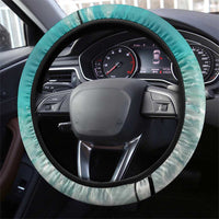 Striped Bass Fishing Steering Wheel Cover with Underwater Ocean Scene and Teal Water Pattern - Wonder Print Shop