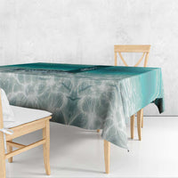 Striped Bass Fishing Tablecloth with Underwater Ocean Scene and Teal Water Pattern - Wonder Print Shop