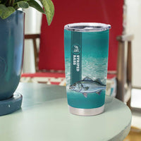 Striped Bass Fishing Tumbler Cup with Underwater Ocean Scene and Teal Water Pattern - Wonder Print Shop