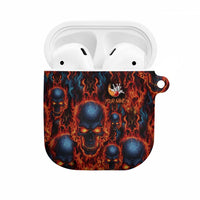 Custom Flaming Skull Bowling AirPods Case with Fiery Pins and Intense Red Blue Flame Pattern - Wonder Print Shop