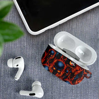 Custom Flaming Skull Bowling AirPods Case with Fiery Pins and Intense Red Blue Flame Pattern - Wonder Print Shop