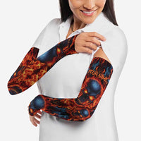 Custom Flaming Skull Bowling Arm Sleeves with Fiery Pins and Intense Red Blue Flame Pattern - Wonder Print Shop