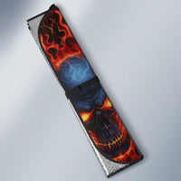 Custom Flaming Skull Bowling Auto Sun Shade with Fiery Pins and Intense Red Blue Flame Pattern - Wonder Print Shop