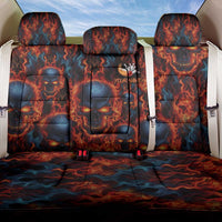 Custom Flaming Skull Bowling Back Car Seat Cover with Fiery Pins and Intense Red Blue Flame Pattern - Wonder Print Shop