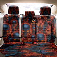 Custom Flaming Skull Bowling Back Car Seat Cover with Fiery Pins and Intense Red Blue Flame Pattern - Wonder Print Shop