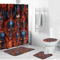 Custom Flaming Skull Bowling Bathroom Set with Fiery Pins and Intense Red Blue Flame Pattern - Wonder Print Shop