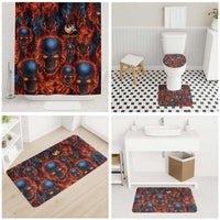 Custom Flaming Skull Bowling Bathroom Set with Fiery Pins and Intense Red Blue Flame Pattern - Wonder Print Shop