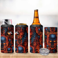 Custom Flaming Skull Bowling 4 in 1 Can Cooler Tumbler with Fiery Pins and Intense Red Blue Flame Pattern - Wonder Print Shop