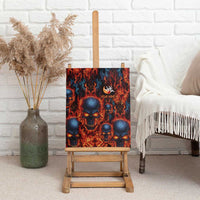 Custom Flaming Skull Bowling Canvas Wall Art with Fiery Pins and Intense Red Blue Flame Pattern - Wonder Print Shop