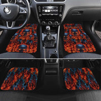 Custom Flaming Skull Bowling Car Mats with Fiery Pins and Intense Red Blue Flame Pattern - Wonder Print Shop