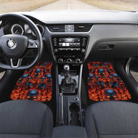 Custom Flaming Skull Bowling Car Mats with Fiery Pins and Intense Red Blue Flame Pattern - Wonder Print Shop