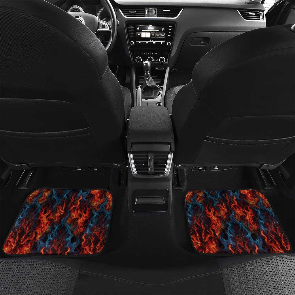 Custom Flaming Skull Bowling Car Mats with Fiery Pins and Intense Red Blue Flame Pattern - Wonder Print Shop
