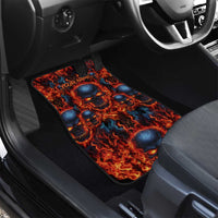 Custom Flaming Skull Bowling Car Mats with Fiery Pins and Intense Red Blue Flame Pattern - Wonder Print Shop