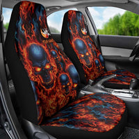 Custom Flaming Skull Bowling Car Seat Cover with Fiery Pins and Intense Red Blue Flame Pattern - Wonder Print Shop