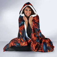 Custom Flaming Skull Bowling Hooded Blanket with Fiery Pins and Intense Red Blue Flame Pattern - Wonder Print Shop