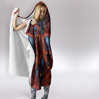 Custom Flaming Skull Bowling Hooded Blanket with Fiery Pins and Intense Red Blue Flame Pattern - Wonder Print Shop