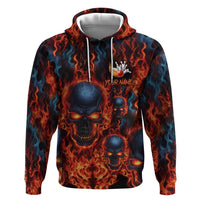 Custom Flaming Skull Bowling Hoodie with Fiery Pins and Intense Red Blue Flame Pattern - Wonder Print Shop