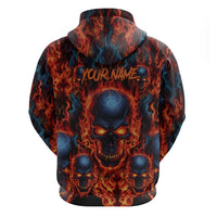 Custom Flaming Skull Bowling Hoodie with Fiery Pins and Intense Red Blue Flame Pattern - Wonder Print Shop