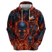 Custom Flaming Skull Bowling Hoodie with Fiery Pins and Intense Red Blue Flame Pattern - Wonder Print Shop
