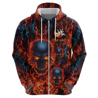 Custom Flaming Skull Bowling Hoodie with Fiery Pins and Intense Red Blue Flame Pattern - Wonder Print Shop