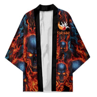Custom Flaming Skull Bowling Kimono with Fiery Pins and Intense Red Blue Flame Pattern - Wonder Print Shop