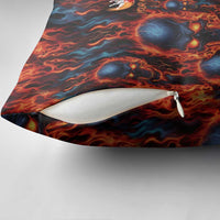 Custom Flaming Skull Bowling Pillow Cover with Fiery Pins and Intense Red Blue Flame Pattern - Wonder Print Shop