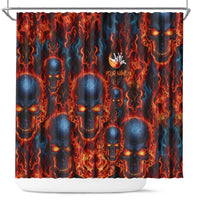 Custom Flaming Skull Bowling Shower Curtain with Fiery Pins and Intense Red Blue Flame Pattern - Wonder Print Shop