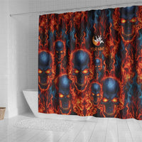 Custom Flaming Skull Bowling Shower Curtain with Fiery Pins and Intense Red Blue Flame Pattern - Wonder Print Shop