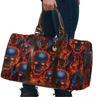 Custom Flaming Skull Bowling Travel Bag with Fiery Pins and Intense Red Blue Flame Pattern - Wonder Print Shop