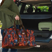 Custom Flaming Skull Bowling Travel Bag with Fiery Pins and Intense Red Blue Flame Pattern - Wonder Print Shop
