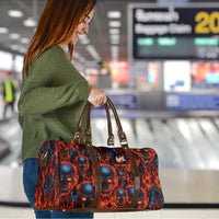 Custom Flaming Skull Bowling Travel Bag with Fiery Pins and Intense Red Blue Flame Pattern - Wonder Print Shop
