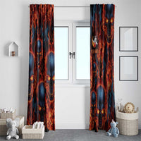 Custom Flaming Skull Bowling Window Curtain with Fiery Pins and Intense Red Blue Flame Pattern - Wonder Print Shop