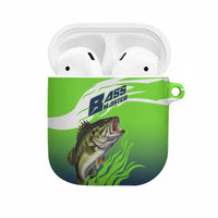 Bass Master Fishing AirPods Case with Jumping Largemouth Bass and Green Wave Pattern - Wonder Print Shop