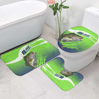 Bass Master Fishing Bathroom Set with Jumping Largemouth Bass and Green Wave Pattern - Wonder Print Shop