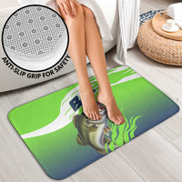 Bass Master Fishing Bathroom Set with Jumping Largemouth Bass and Green Wave Pattern - Wonder Print Shop