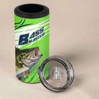Bass Master Fishing 4 in 1 Can Cooler Tumbler with Jumping Largemouth Bass and Green Wave Pattern - Wonder Print Shop