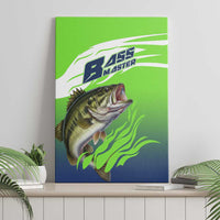 Bass Master Fishing Canvas Wall Art with Jumping Largemouth Bass and Green Wave Pattern - Wonder Print Shop