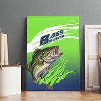 Bass Master Fishing Canvas Wall Art with Jumping Largemouth Bass and Green Wave Pattern - Wonder Print Shop