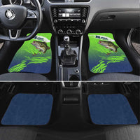 Bass Master Fishing Car Mats with Jumping Largemouth Bass and Green Wave Pattern - Wonder Print Shop