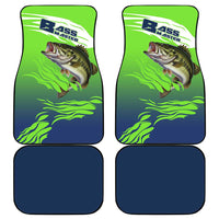 Bass Master Fishing Car Mats with Jumping Largemouth Bass and Green Wave Pattern - Wonder Print Shop