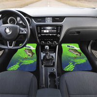 Bass Master Fishing Car Mats with Jumping Largemouth Bass and Green Wave Pattern - Wonder Print Shop