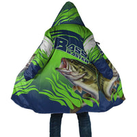 Bass Master Fishing Cloak with Jumping Largemouth Bass and Green Wave Pattern - Wonder Print Shop